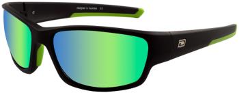 Dirty Dog Sport Chain Green Fusion Mirror Sunglasses, L Satin Black