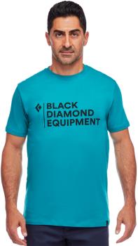 Black Diamond Stacked Logo Tee Crew Neck Cotton T-shirt, L Teal
