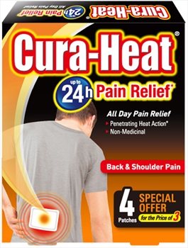 Cura-Heat Back & Shoulder Pain Relief Heat Patch, 4 Pack