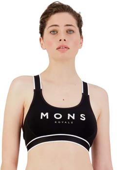 Mons Royale Stella X-Back Women's Merino Wool Sports Bra, XS Black