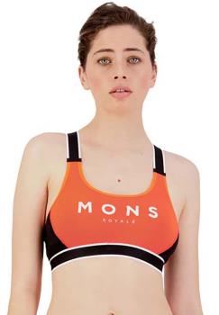 Mons Royale Stella X-Back Women's Merino Wool Sports Bra L Hot Coral