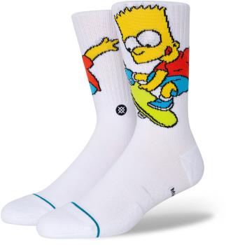 Stance Bart Simpson Crew Skate Socks, M White