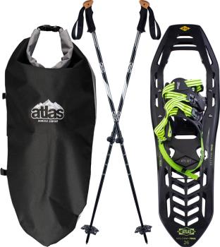 Atlas Helium Trail Kit Trail Snowshoes + Poles & Bag, 23" Black