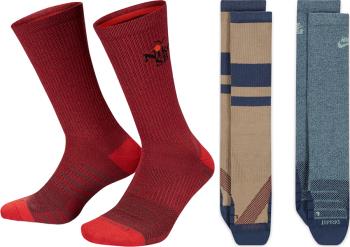 Nike SB 3 Pack Everyday Max Lightweight Crew Socks, L Red/Brown/Blue