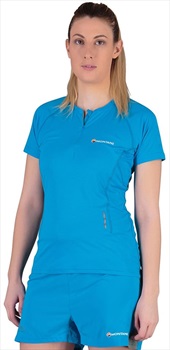 Montane Womens Snap Zip Short-Sleeve Running T-Shirt, L Cerulean Blue