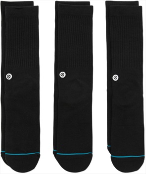 Stance Icon 3-Pack Casual Crew Skate Socks, L Black