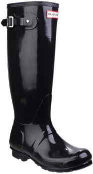 Hunter Original Tall Gloss Wellington Boot, UK 4 Black