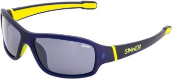 Sinner Ros X Smoke Flash Wrap Around Sunglasses, Dark Blue/Yellow