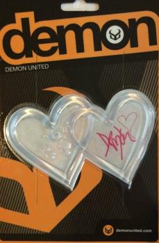 Demon Heart Adhesive Snowboard Stomp Pad Clear with Pink Logo