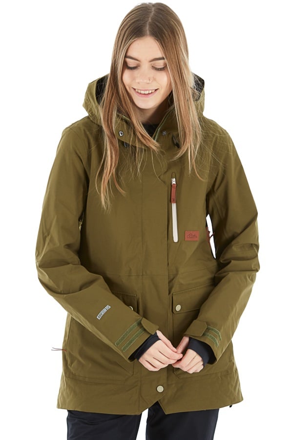 Planks All-Time Insulated Women's Ski/Snowboard Jacket, S Army Green