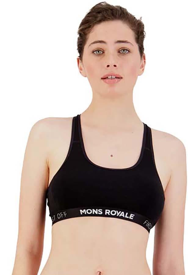 Mons Royale, Sierra Women's Merino Wool Sports Bra, XS Black