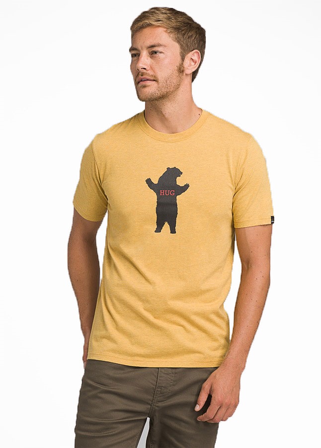 Prana Adult Unisex Bear Hug Journey Man T-Shirt, M Marigold Heather