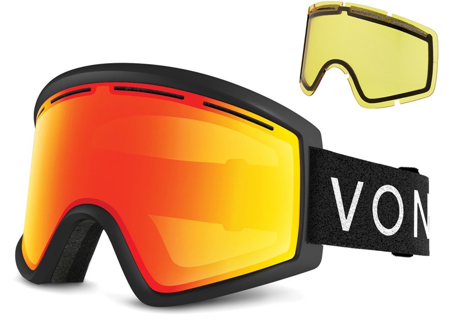 Von Zipper Cleaver Fire Chrome Snowboard/Ski Goggles, M/L Black Satin