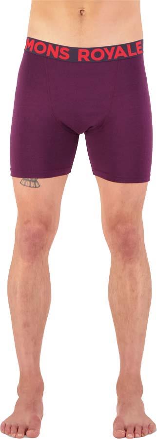 Mons Royale Hold 'em Boxer Men's Briefs, L Wine