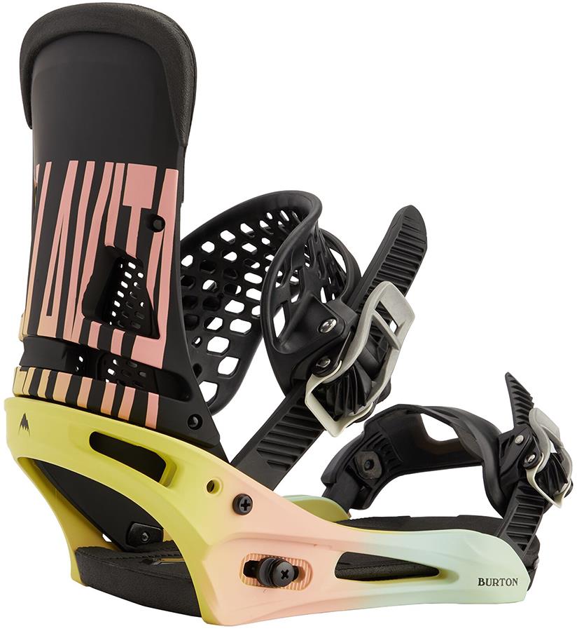 Burton Malavita ReFlex Snowboard Bindings, Medium Pink/Yellow/Blue 2021
