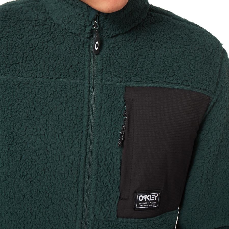 Oakley Men's Mountain Fire Sherpa Zip-Up Fleece, M Hunter Green