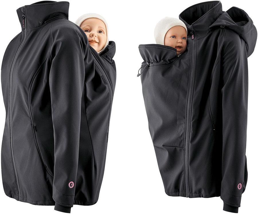Mamalila Allrounder Softshell Babywearing Jacket, UK 10 All Black