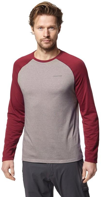 Craghoppers NosiLife Bayame II Long Sleeve T-shirt, XL Red & Grey