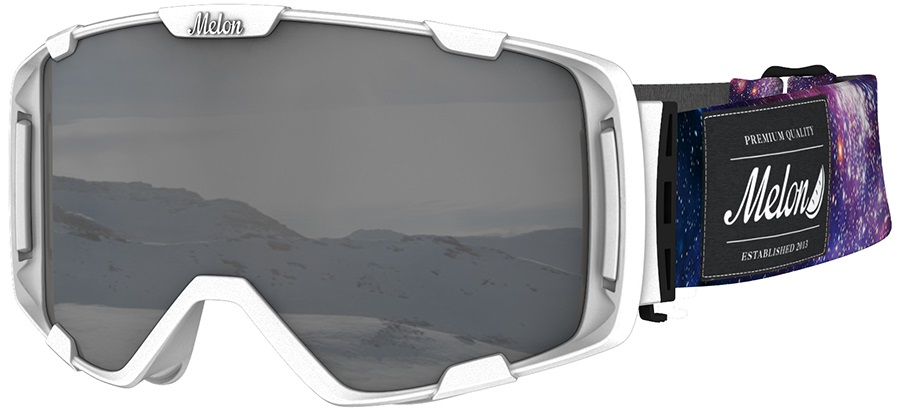 Melon Parker Silver Chrome/Galaxy Strap Snowboard/Ski Goggle, White