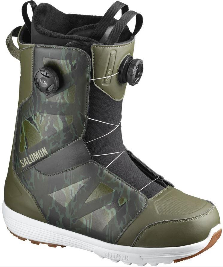 Salomon Launch BOA SJ Snowboard Boots, UK 9.5 Camo/Olive 2020