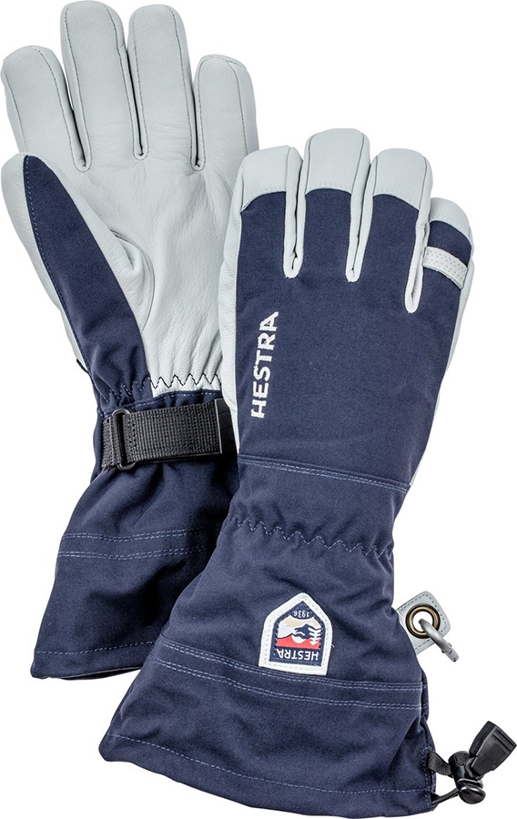 Hestra Mens Army Leather Heli 5 Finger Waterproof Snowboard Gloves, M Navy