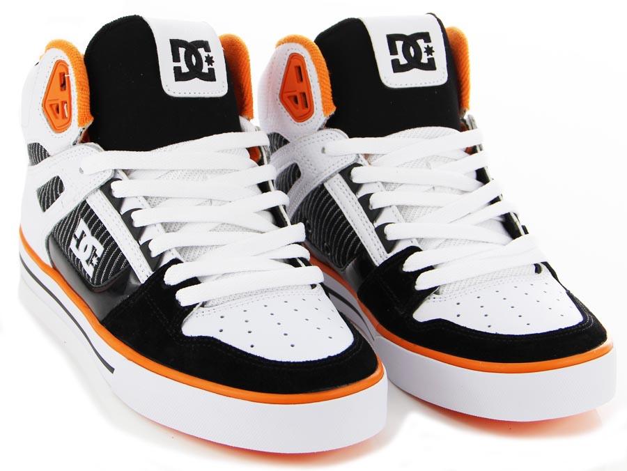 DC Spartan High WC Skate Shoes, UK 8, White/Orange