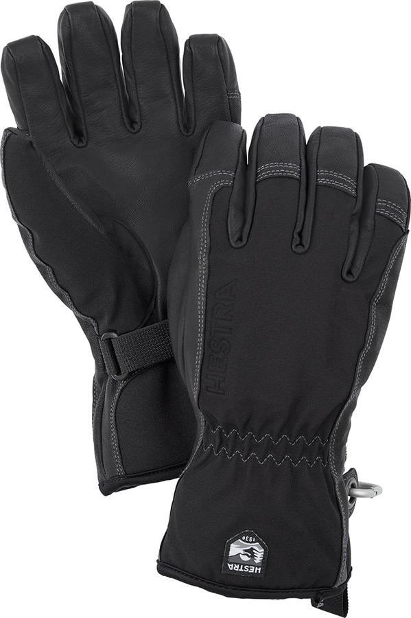 Hestra Short Softshell Ski Snowboard Gloves, XS Black