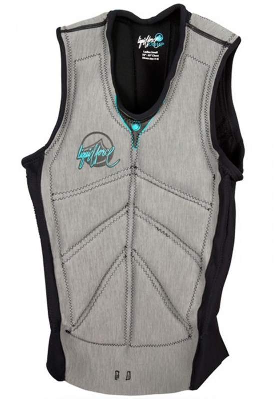 Liquid Force Women's Cardigan Comp Impact Vest, XS Grey Aqua