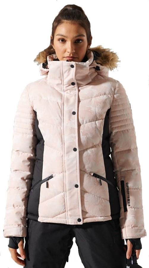 Superdry Luxe Snow Puffer Women's Ski/Snowboard Jacket, UK 12 Pink