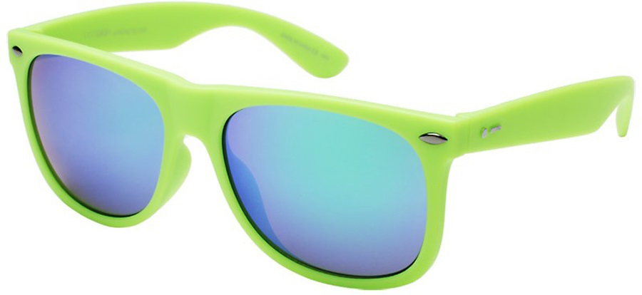 Dot Dash Kerfuffle Sunglasses, M/L, Lime Satin, Green Chrome Lens