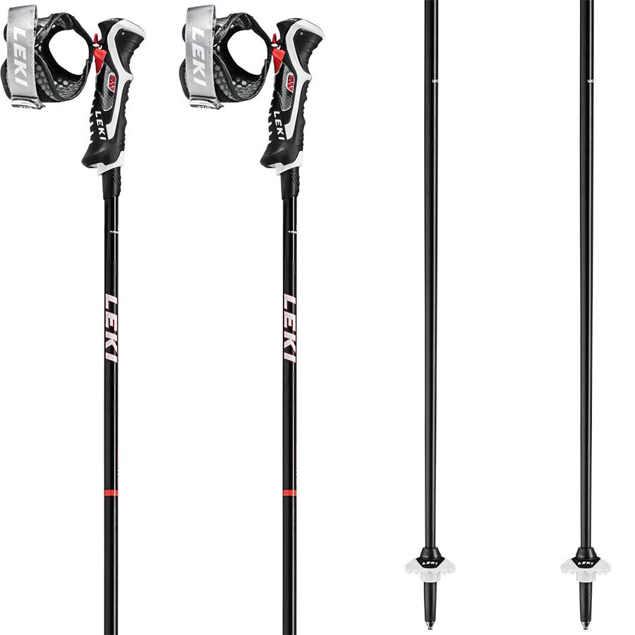 Leki Carbon 14 3D Slalom Grip Ski Poles, 125cm Black/Red/White
