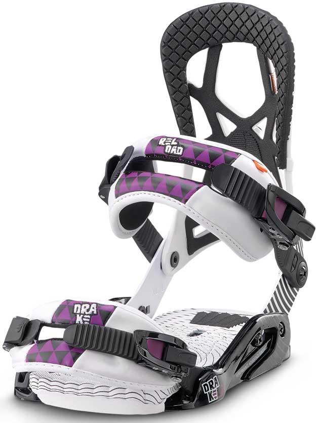 Drake Reload Snowboard Bindings, L (UK 710.5), White, 2012