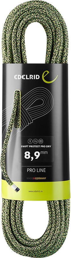 Edelrid Swift Protect Pro Dry Rock Climbing Rope, 8.9mm X 50m Green