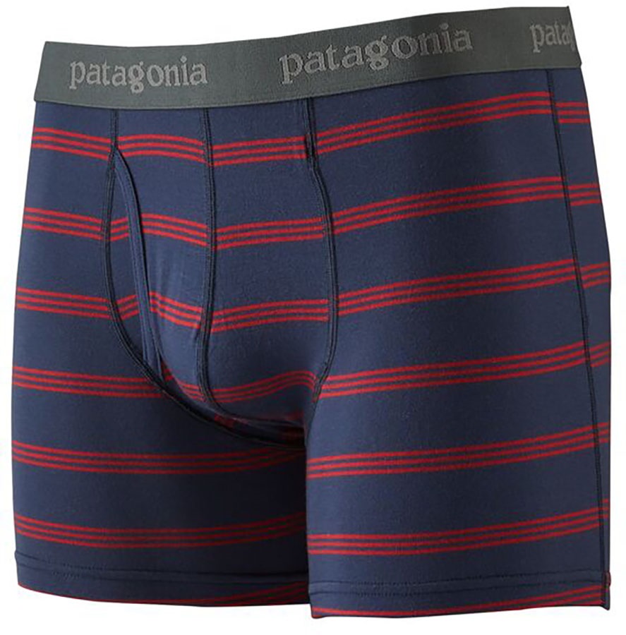 Patagonia Mens Essential Boxer Briefs 3" Underwear, S Pier Stripe/New Navy