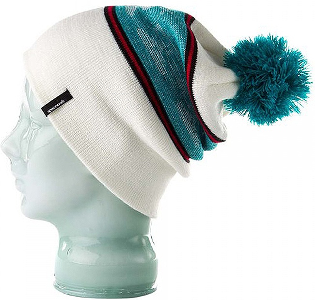 Spacecraft Snowcat Pom Snowboard/Ski Bobble Hat, One Size, White/Blue