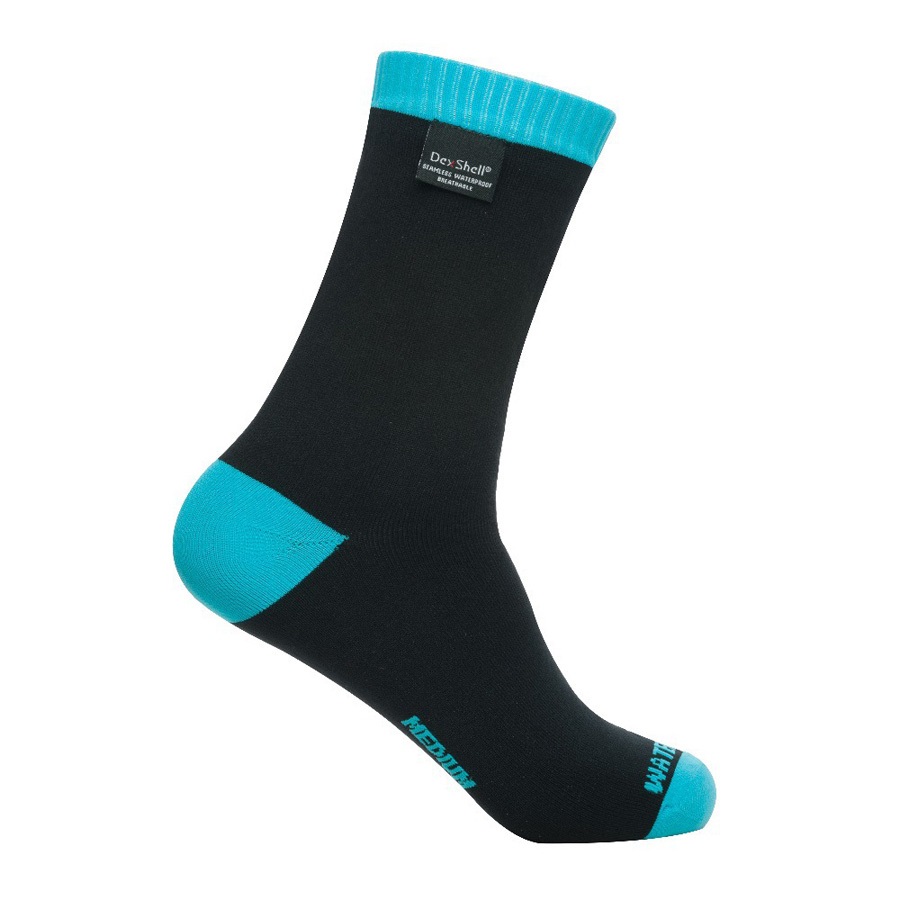 DexShell Coolvent Lite Waterproof Socks, UK 12-14, Black/Aqua