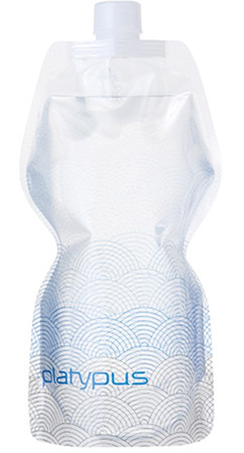 Platypus Softbottle Closure Cap Flexible Water Bottle, 1L Blue Waves