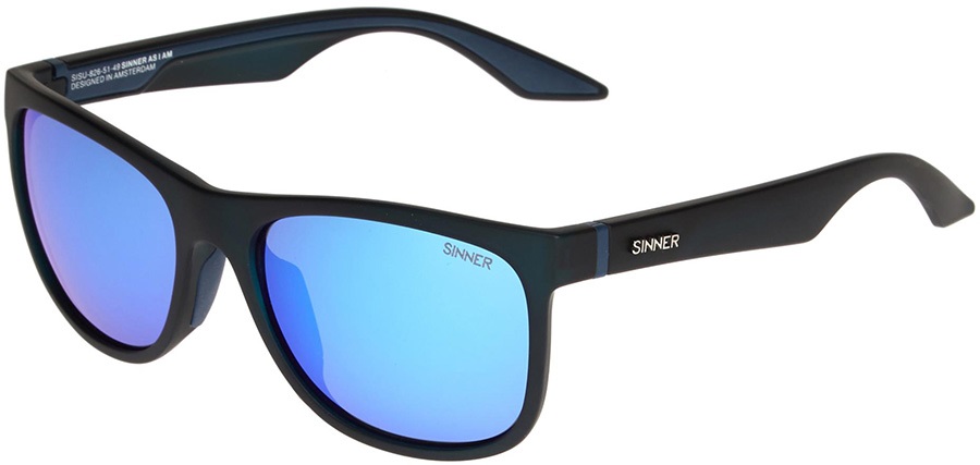 Sinner Rockford Sports Icy Blue Oil Wayfarer Sunglasses, Matte Black