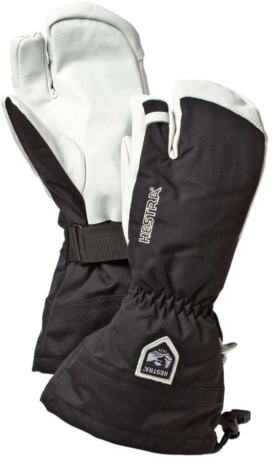 Hestra Army Leather Heli 3 Finger Waterproof Snowboard Gloves L Black