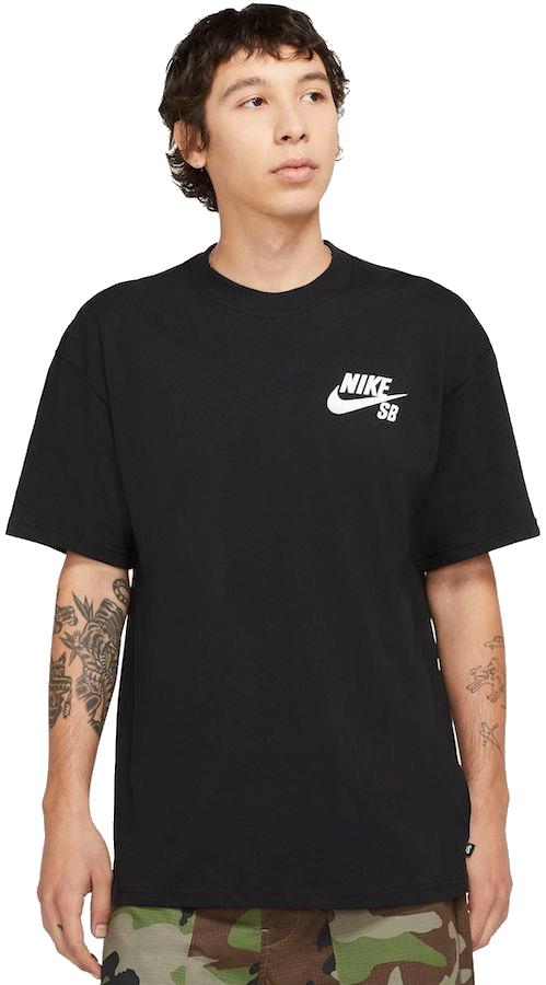 Nike SB Logo Tee Short Sleeve Cotton T-Shirt, S Black/White