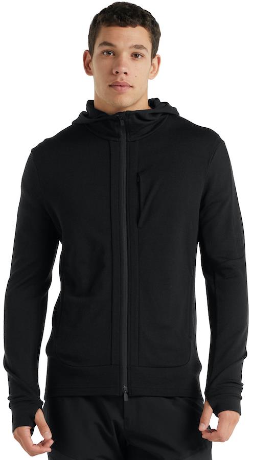 Icebreaker Quantum III Merino Full-Zip Hooded Fleece Jacket, S Black