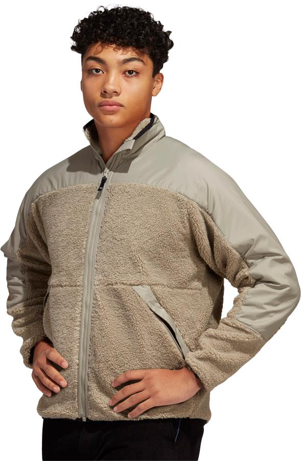 Adidas Fleece Zip Ski/Snowboard Jacket, S Feather Grey/Orange