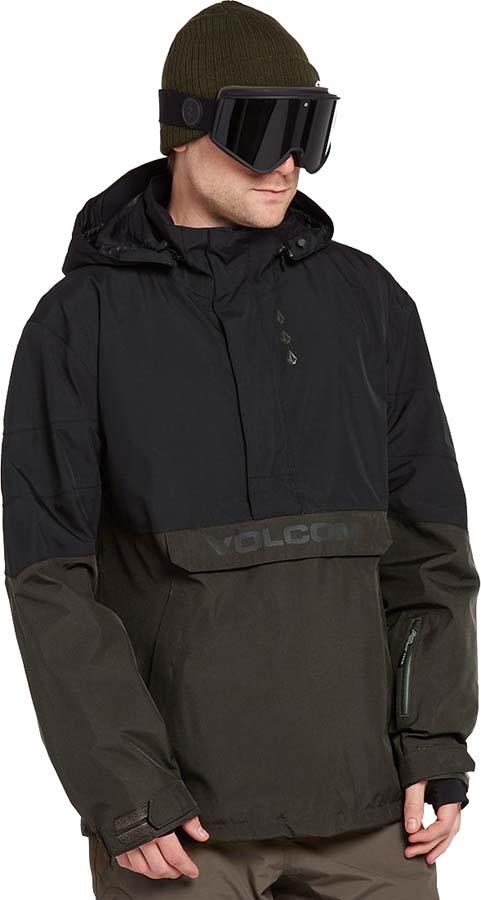 Volcom Adult Unisex Melo Gore-Tex Pullover Ski/Snowboard Jacket, L Black Green