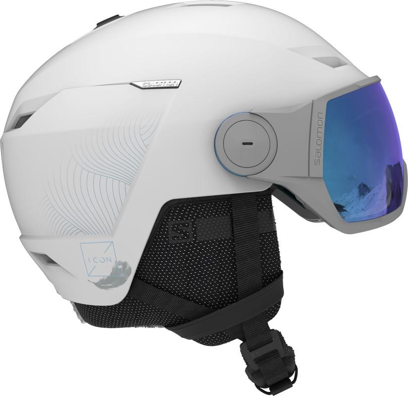 Salomon Icon LT Visor Blue Women's Snowboard/Ski Helmet, S White