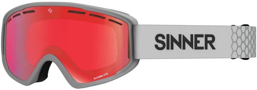 Sinner Batawa OTG Full Red Snowboard/Ski Goggles L Matte Light Grey