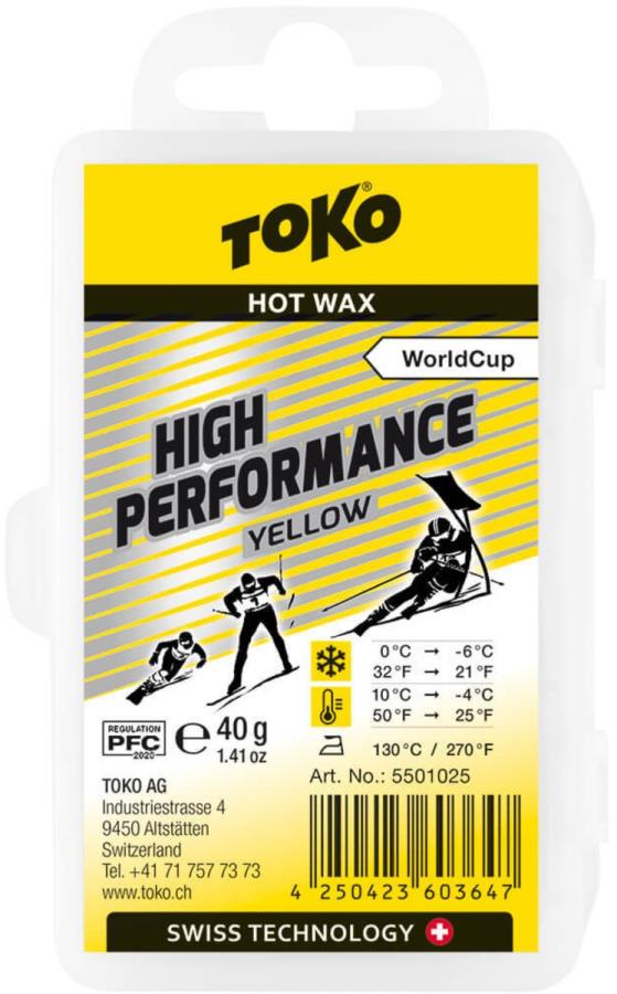 Toko HP Yellow Ski/Snowboard Base Hot Wax, 40g Yellow