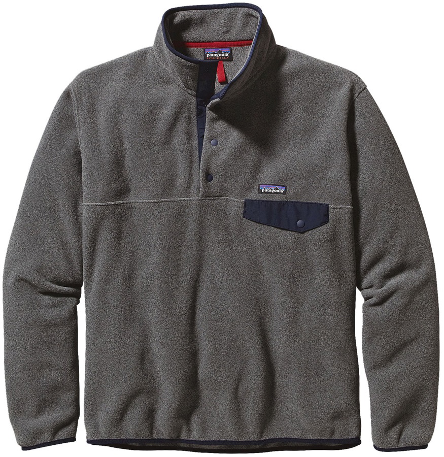Patagonia Synchilla Snap-T P/O Men's LW Fleece Pullover L Nickel/Navy