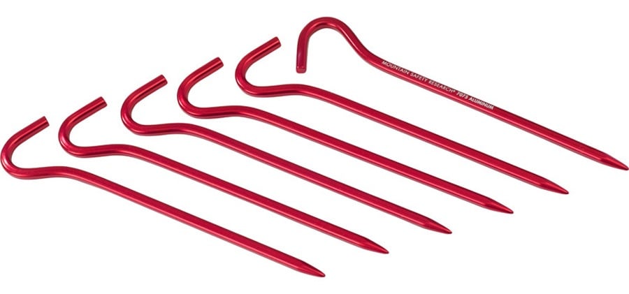 MSR Hook Tent Stakes Kit Camping Shelter Pegs, 17.5cm Red