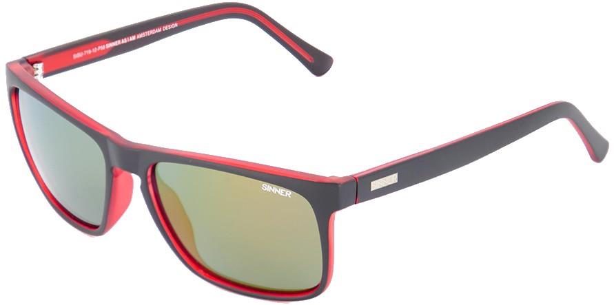 Sinner Adult Unisex Skagen Sintec Winter/Summer Smoke Wayfarer Sunglasses, M Black/Red