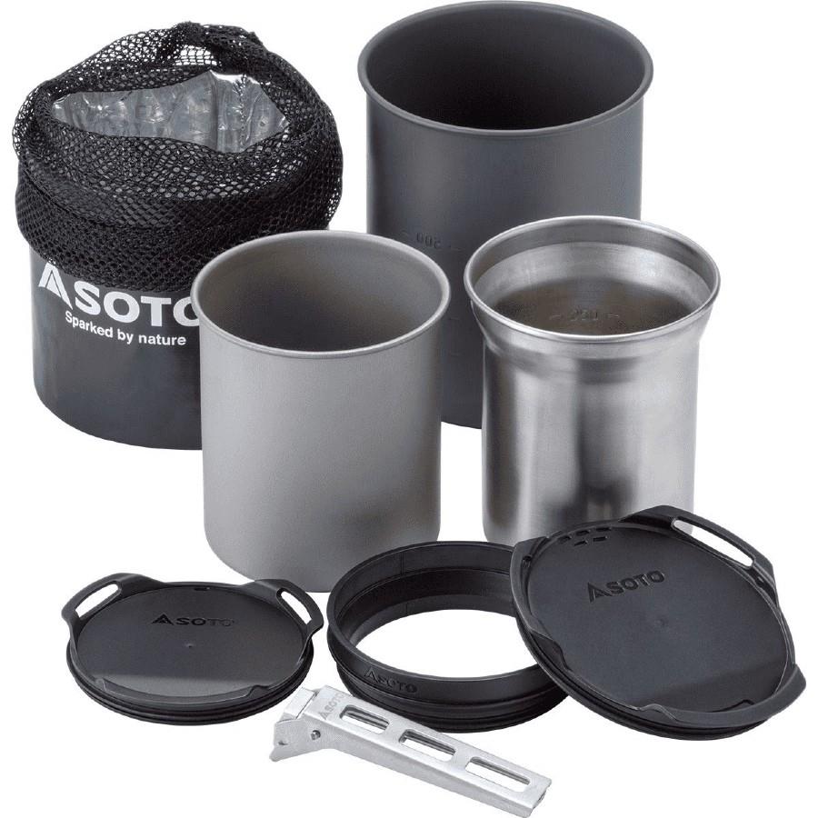 Soto Thermostack Cook Set Combo Lightweight Backpacking Cookware, Grey